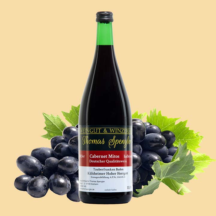 2023er Cabernet Mitos - halbtrocken - 1L Flasche mit Etikett
